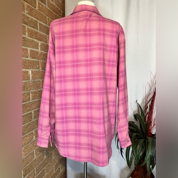 Kingston Grey pink plaid button front shirt -XL juniors - Picture 4 of 8